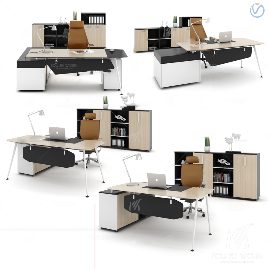 Modern office desk and chair combination 3d model